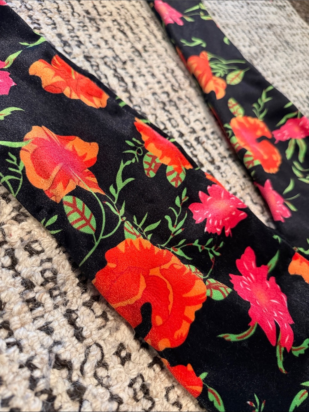 Floral Over-the-Knee Stiletto Boots - Black with Bright Floral Print - Picture 4 of 4